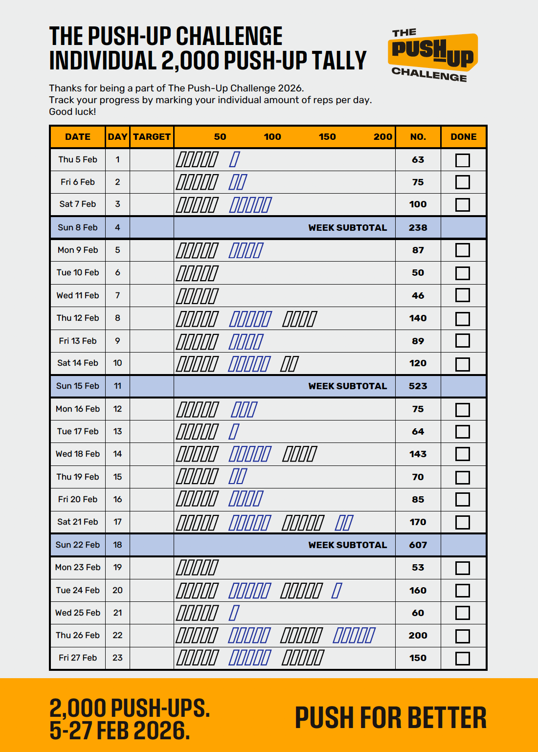 Push-ups tally poster